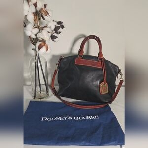 Dooney & Bourke Black Leather Domed Satchel Bag Florentine Vacchetta Dillen II